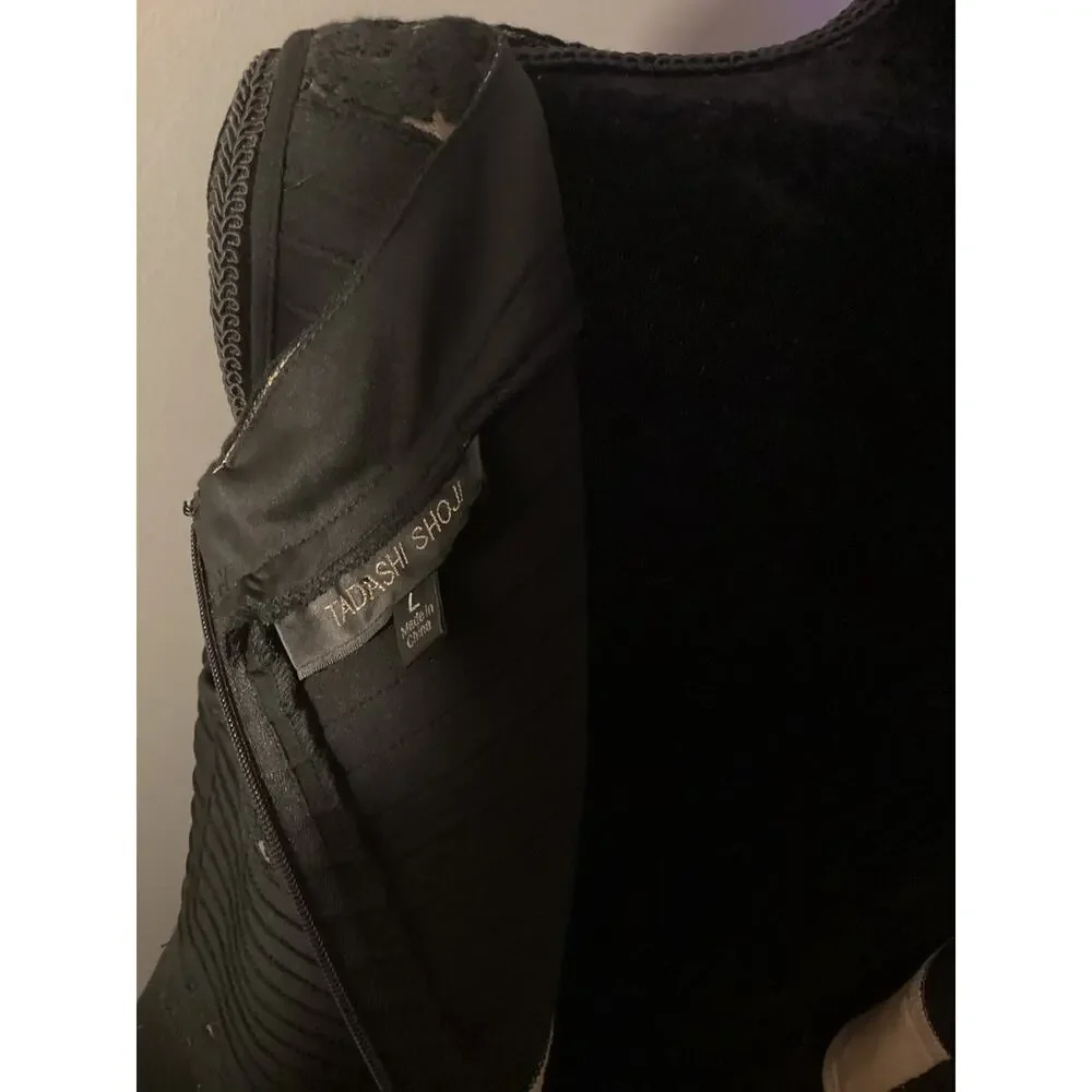 Tadashi Shoji sleeveless ribbed dark romantic lace dress - Picture 6 of 6